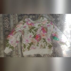 Floral Crewneck Sweatshirt — Pink, Green, Cream